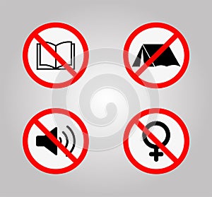 Prohibition Signs and Various warning sign icon Symbol Sign Isolate on White Background,Vector Illustration