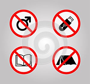 Prohibition Signs and Various warning sign icon Symbol Sign Isolate on White Background