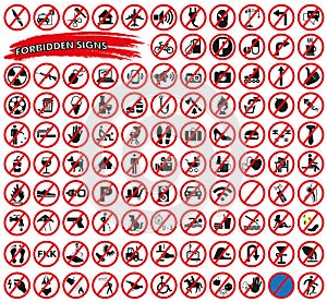 Prohibition signs, vector illustration