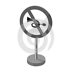 Prohibitory road sign icon in monochrome style isolated on white background. Road signs symbol