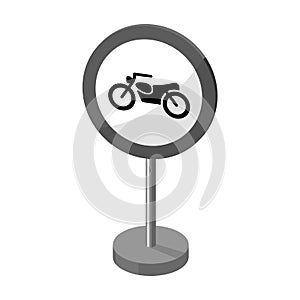 Prohibitory road sign icon in monochrome style isolated on white background. Road signs symbol