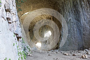 Prohodna cave known as God`s eyes, Bulgaria