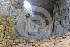 Prohodna cave known as God`s eyes, Bulgaria