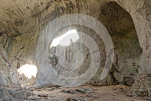 Prohodna cave known as God`s eyes, Bulgaria