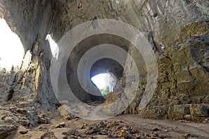 Prohodna cave known as God`s eyes, Bulgaria