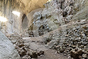 Prohodna cave known as God`s eyes, Bulgaria