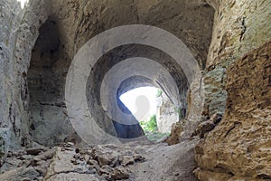 Prohodna cave known as God`s eyes, Bulgaria