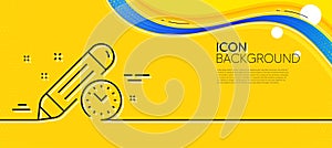 Project deadline line icon. Time management sign. Clock. Minimal line yellow banner. Vector