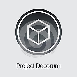 Project decorum virtual currency - vector coin image.