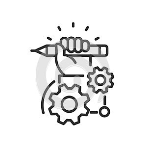 Sviluppo vettore linea progetto icona 