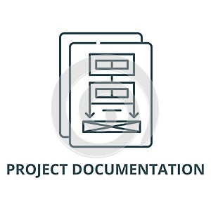 Project documentation vector line icon, linear concept, outline sign, symbol