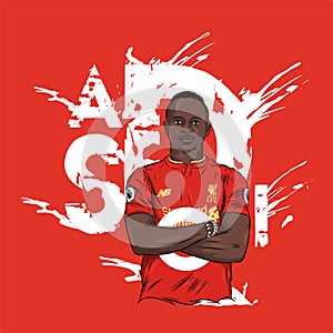 Stylish digital art of Liverpool FC striker Sadio Mane