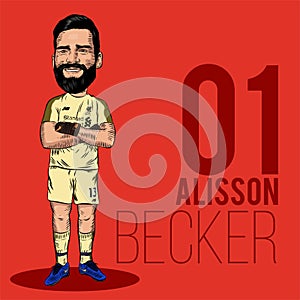 Digital art of worlds best and Liverpool FC goalkeeper Allison Becker