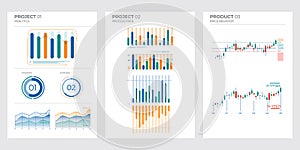 Project elements commercial charts. Modern visual vector illustration.