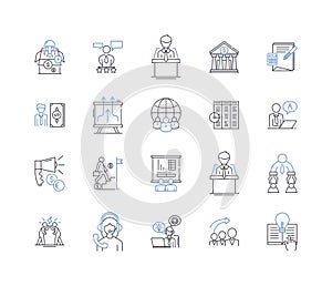 Project financing and evaluation line icons collection. Investment, Budget, Cashflow, Feasibility, Viability, Risk