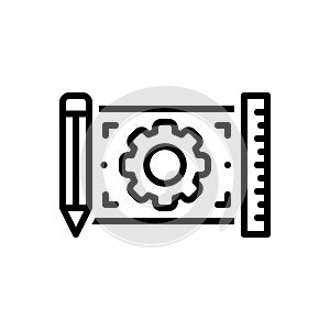 Black line icon for Project, plan and scheme