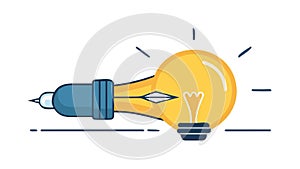 Project Idea Development: Lightbulb with Pen and Notebook, vector design Generative AI