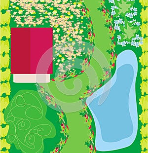 Project landscaping with pool.