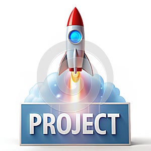 Project Launch isolated on white background