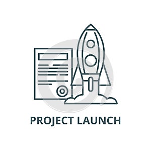 Project launch vector line icon, linear concept, outline sign, symbol