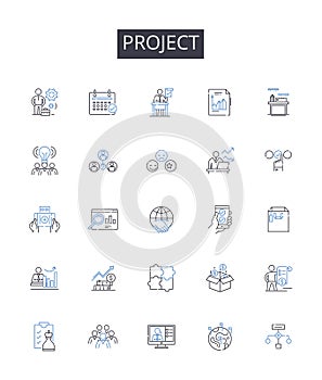 Project line icons collection. Adventure, Hospitality, Leisure, Exotic, Wanderlust, Culture, Destination vector and