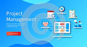 Project management banner in 3D style
