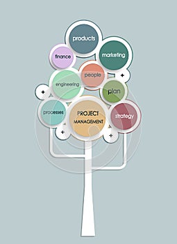 Project management business plan tree with circle shape