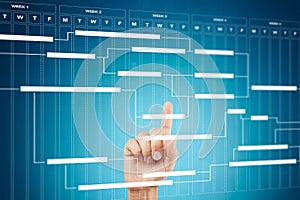 Project management chart on virtual screen. Schedule. Timeline.