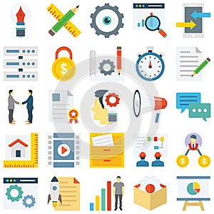 Project Management Colored Vector Icons set every single icons can be easily modified or edit