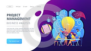 Project management concept landing page.