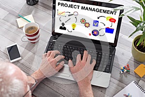 Project management concept on a laptop screen