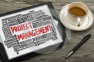 Project management concept with related word cloud
