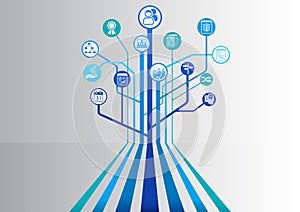 Project management conceptual background as illustration with different symbols