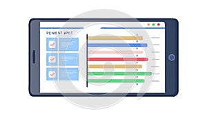 Project Management Dashboard on Tablet, vector design Generative AI