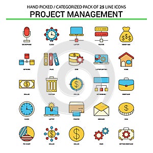 Project Management Flat Line Icon Set - Business Concept Icons D