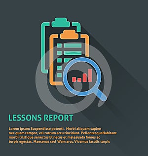 Project management icon, lessons report icon.