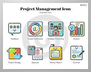 Project management icons LineColor pack photo