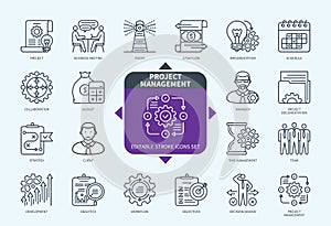 Project Management icons set with description