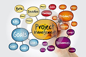 Project management mind map flowchart with marker, business concept for presentations and reports