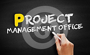 Project Management Office text on blackboard