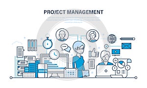 Project management, organization of the working process and time, teamwork.