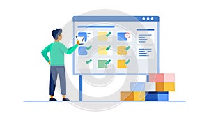Project Management: Person with Checklist Data, vector design Generative AI