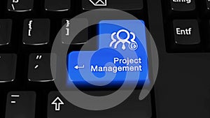 Project Management Rotation Motion On Computer Keyboard Button with Text and icon.