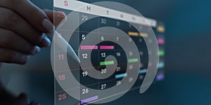 Project Management and Schedule Planning Displayed on a Digital Calendar Interface