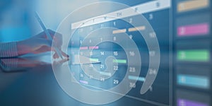 Project Management and Schedule Planning Displayed on a Digital Calendar Interface