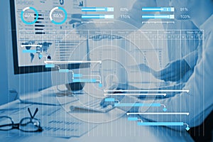 Project management scheduling concept with Gantt chart planning with tasks and milestones to monitor progress and deliverables