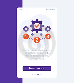 project management, 1, 2, 3 steps mobile banner