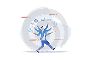 Project management, strategic plan to manage resources for development, working process and schedule, task completion concept,