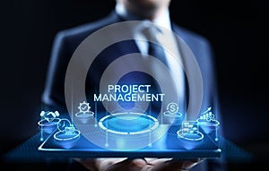 Project management Time Planning business concept on screen.