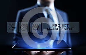 Project management Time Planning business concept on screen.